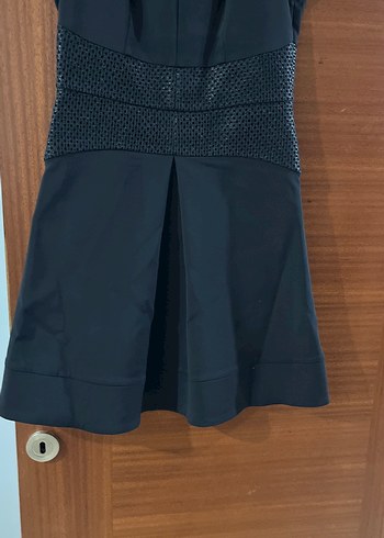 Siyah V Yaka Midi Elbise - Görsel 5