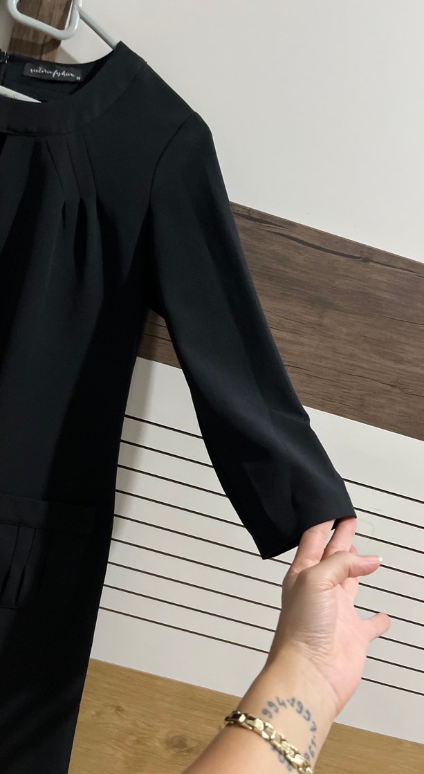 Siyah Kumaş Mini Elbise - Görsel 4