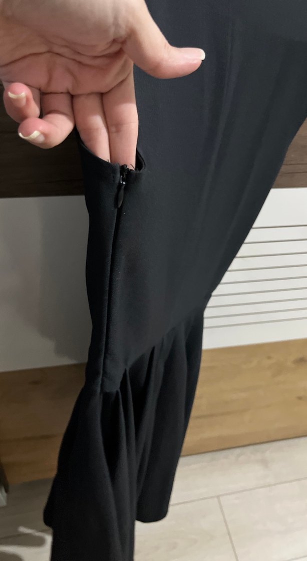 Siyah Piliseli Midi Kadın Elbise - Görsel 3