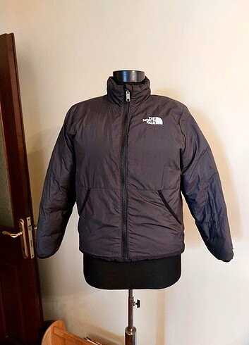 13-14 Yaş Beden the north face siyah çift taraf kaz tüyü mont