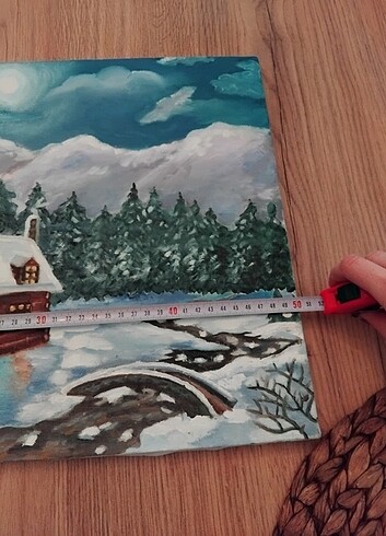 Beden çeşitli Renk Yağlı boya kış resmi 35×50cm