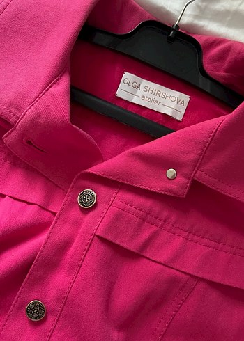 Düğmeli Pembe Kot Ceket - Görsel 3