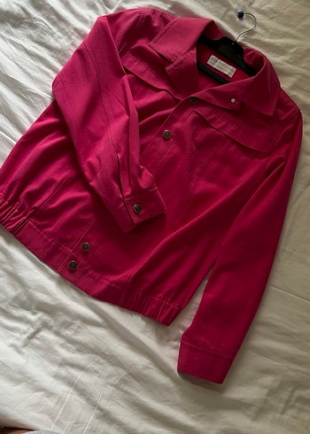 Düğmeli Pembe Kot Ceket - Görsel 2