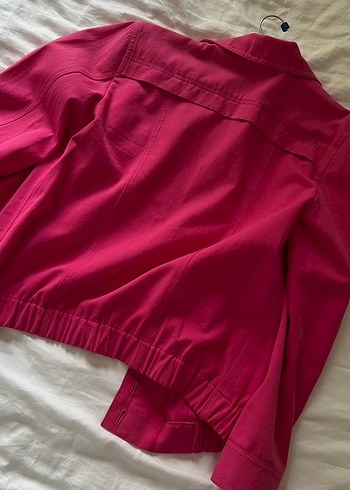 Düğmeli Pembe Kot Ceket - Görsel 4