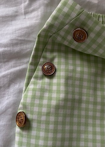 Düğmeli Yeşil Kadın Kumaş Pantolon - Görsel 3