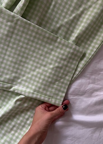 Düğmeli Yeşil Kadın Kumaş Pantolon - Görsel 5