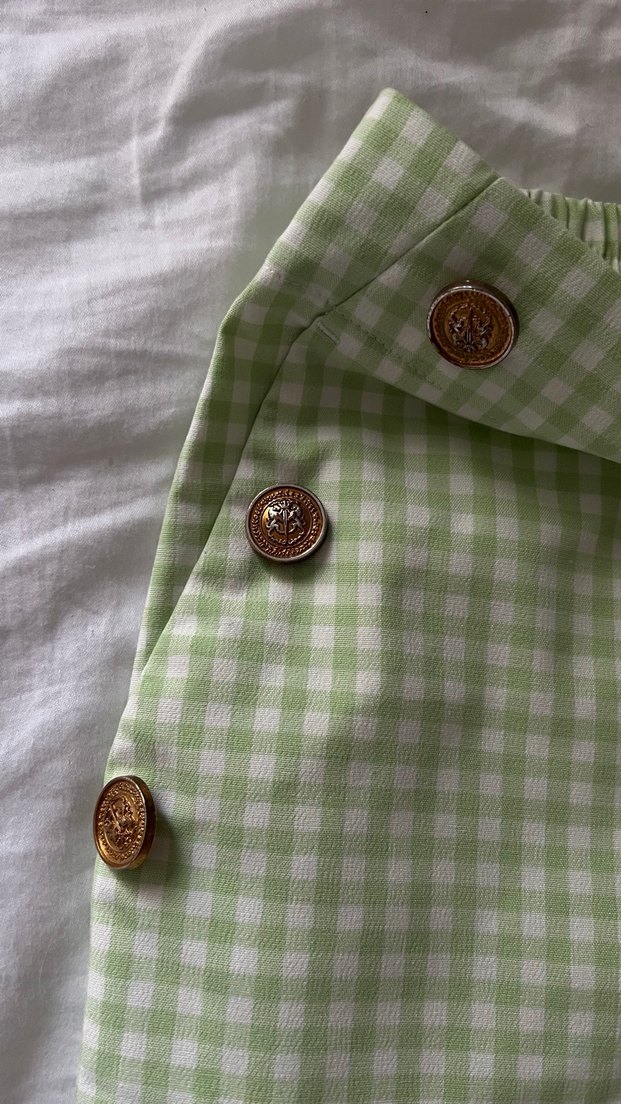 Düğmeli Yeşil Kadın Kumaş Pantolon - Görsel 3