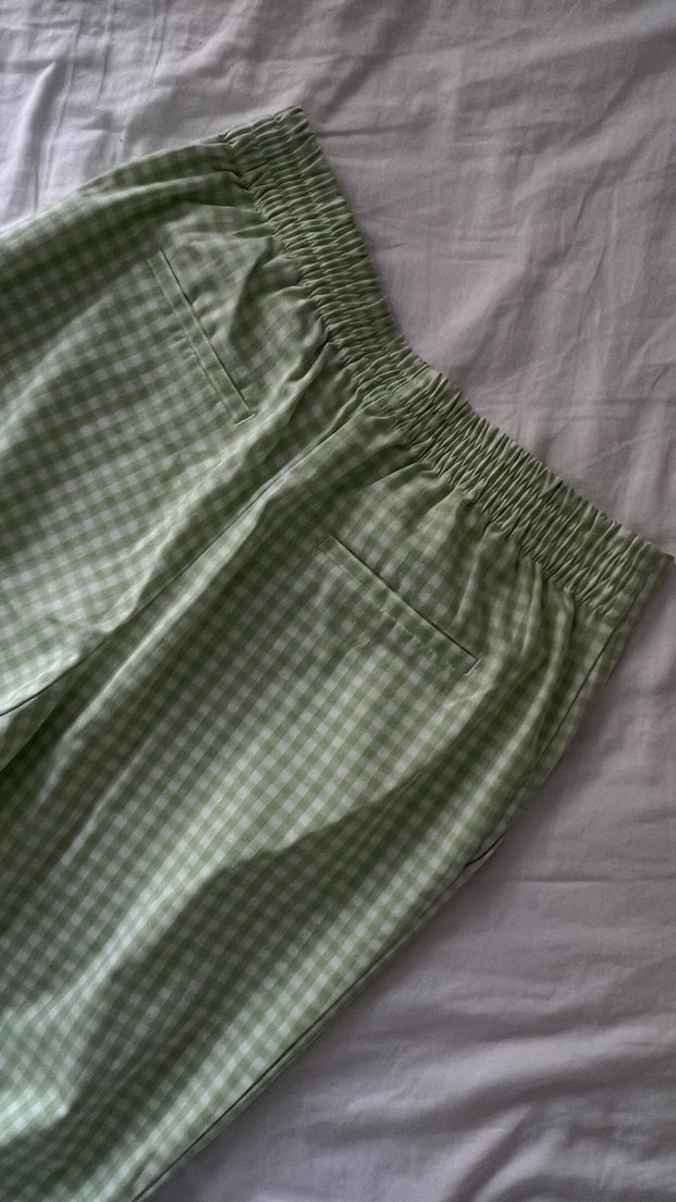 Düğmeli Yeşil Kadın Kumaş Pantolon - Görsel 4