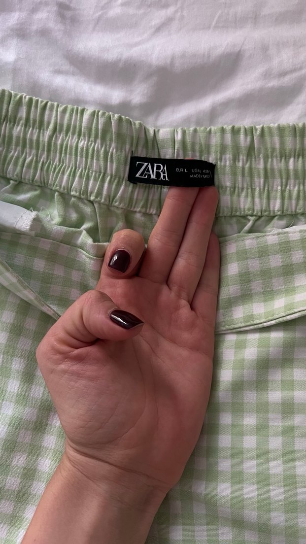 Düğmeli Yeşil Kadın Kumaş Pantolon - Görsel 2