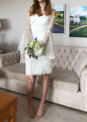 Dantel İşlemell Gelinlik / Nikah / Afterparty elbise - Görsel 2