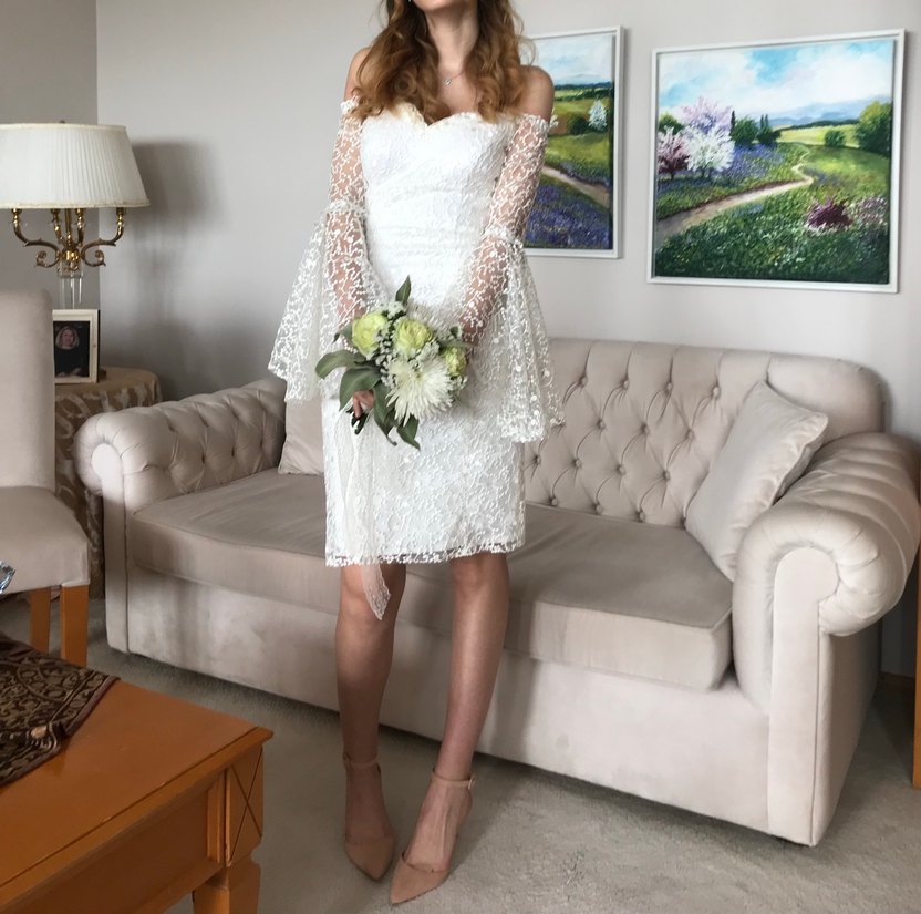 Dantel İşlemell Gelinlik / Nikah / Afterparty elbise - Görsel 2