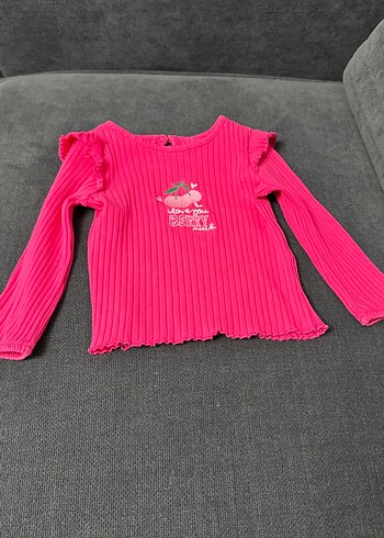 HelloBaby Kız Bebek Pembe Pileli Uzun Kollu Takım