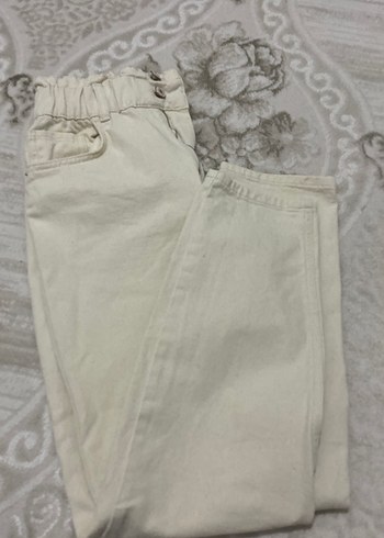 Düğmeli Bej Keten Kadın Pantolon - Görsel 2