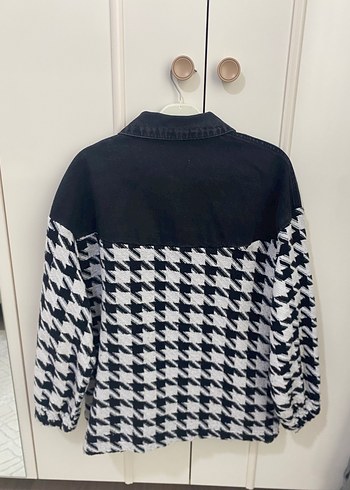 Düğmeli Siyah Beyaz Denim ceket - Görsel 2