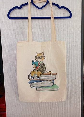 Kedili kumaş çanta - Görsel 2