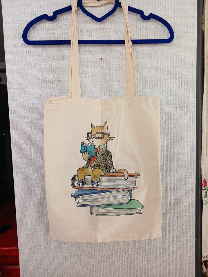 Kedili kumaş çanta - Görsel 2