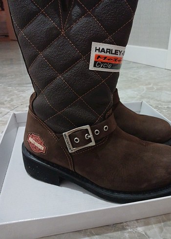 Harley Davidson Kahverengi Süet Biker Bot - Görsel 4