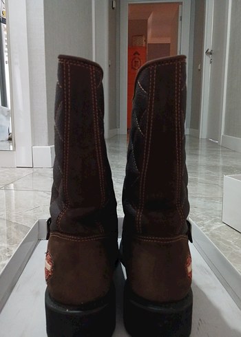 Harley Davidson Kahverengi Süet Biker Bot - Görsel 7