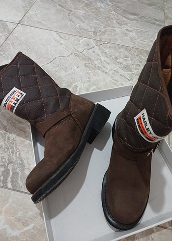 Harley Davidson Kahverengi Süet Biker Bot - Görsel 5