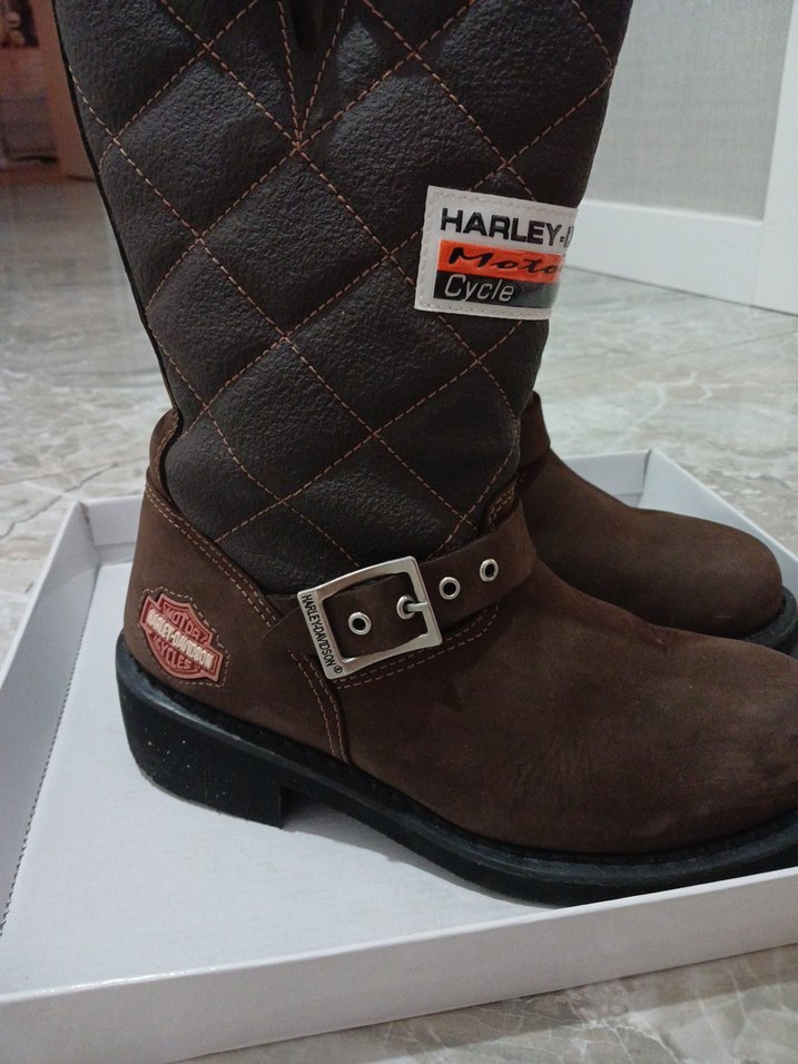 Harley Davidson Kahverengi Süet Biker Bot - Görsel 4