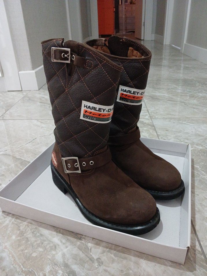 Harley Davidson Kahverengi Süet Biker Bot - Görsel 3