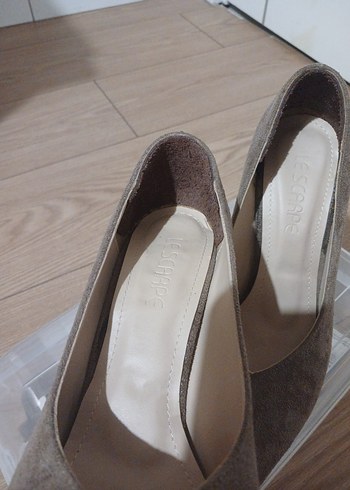 Bej Süet İnce Topuklu Kadın Stiletto - Görsel 2