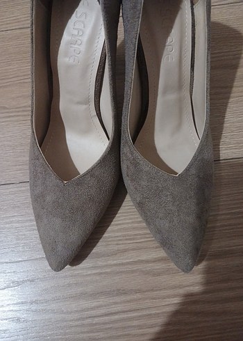 Bej Süet İnce Topuklu Kadın Stiletto - Görsel 6