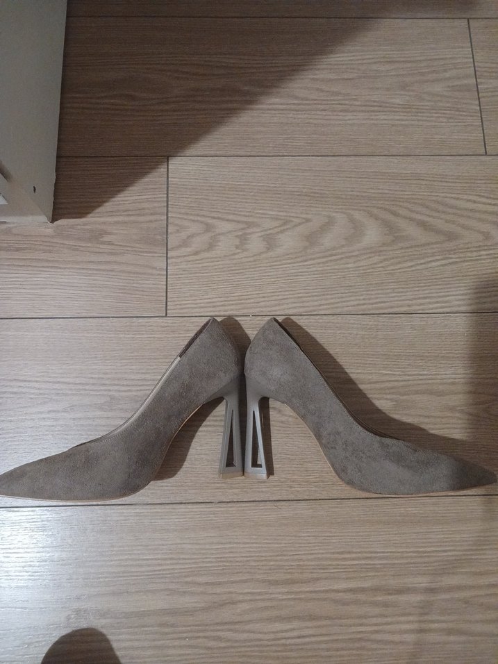 Bej Süet İnce Topuklu Kadın Stiletto - Görsel 4