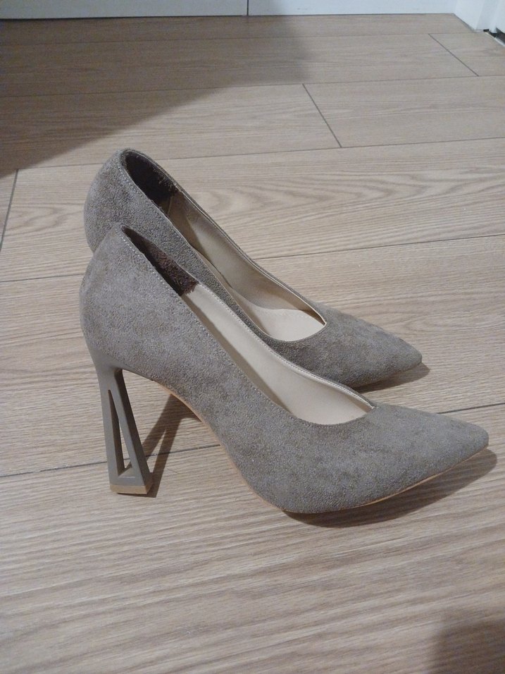 Bej Süet İnce Topuklu Kadın Stiletto - Görsel 5