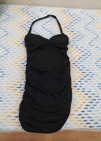 Siyah Drapeli Strappy Midi Kadın Elbise - Görsel 2