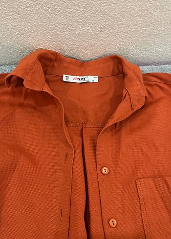 Düğmeli Kahverengi Keten Kadın Gömlek - Görsel 3