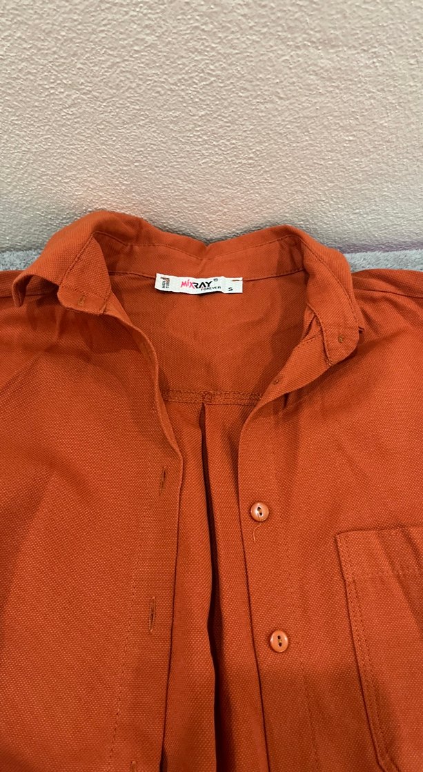 Düğmeli Kahverengi Keten Kadın Gömlek - Görsel 3