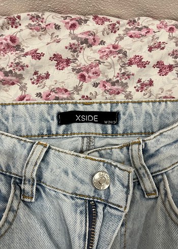 Gri Batik Desenli Düğmeli Midi Kadın Kot Pantolon - Görsel 4