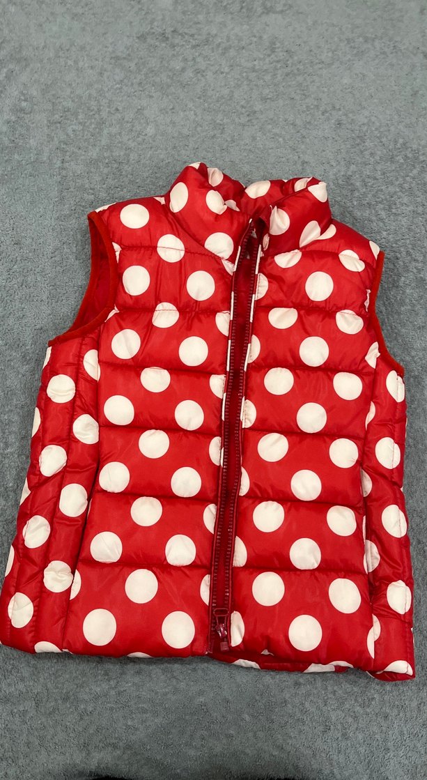 Kız Çocuk Kırmızı Puantiyeli Yelek - Görsel 3