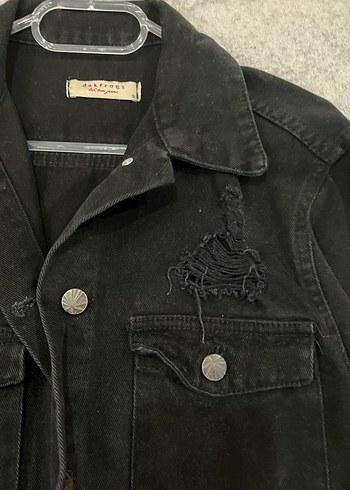 Düğmeli Siyah Kadın Uzun Kot Ceket - Görsel 3