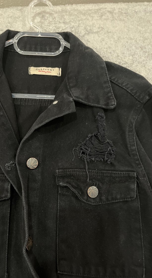 Düğmeli Siyah Kadın Uzun Kot Ceket - Görsel 3