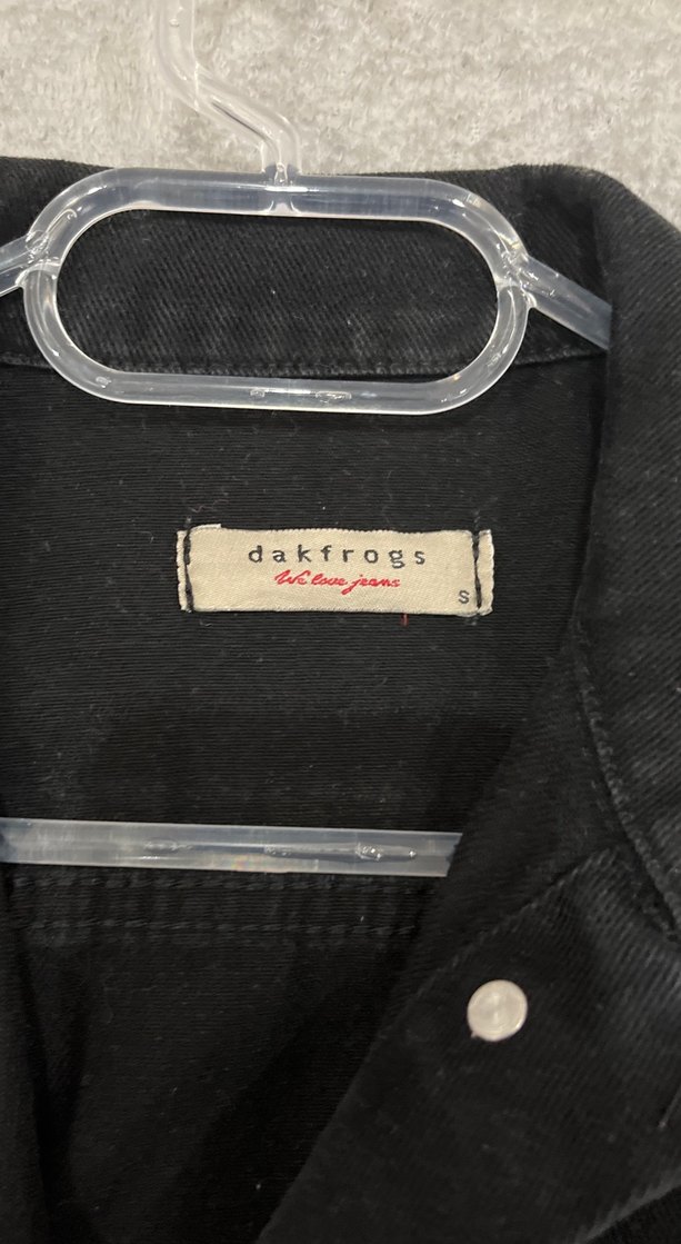 Düğmeli Siyah Kadın Uzun Kot Ceket - Görsel 4