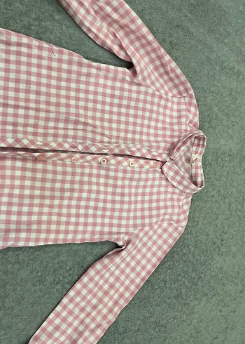 Düğmeli Pembe Kareli çocukGömlek - Görsel 3