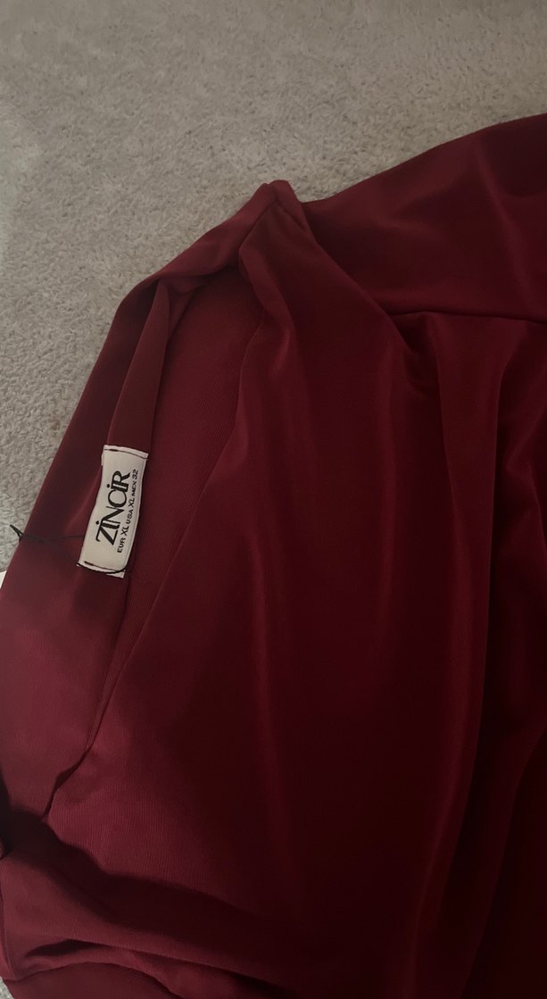 Bordo Uzun Kollu Drapeli Kadın Bluz - Görsel 4