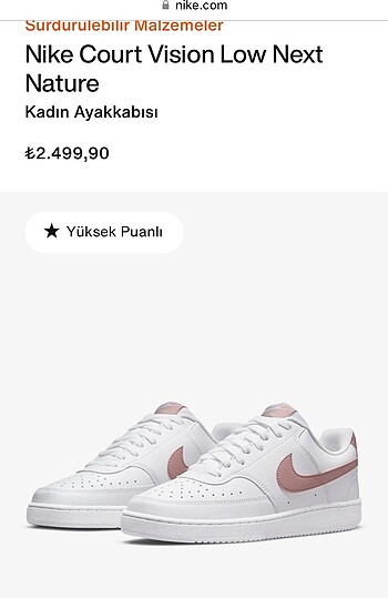 38,5 Beden beyaz Renk Nike sneaker