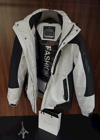 Beyaz Siyah Kapüşonlu Erkek Mont - Görsel 3