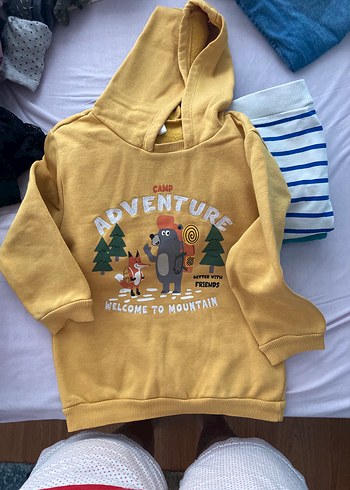 LC Waikiki Sarı Kapüşonlu Erkek Çocuk Sweatshirt