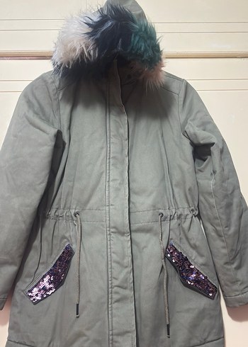 Kız çocuk içi polarlı mont - Görsel 2