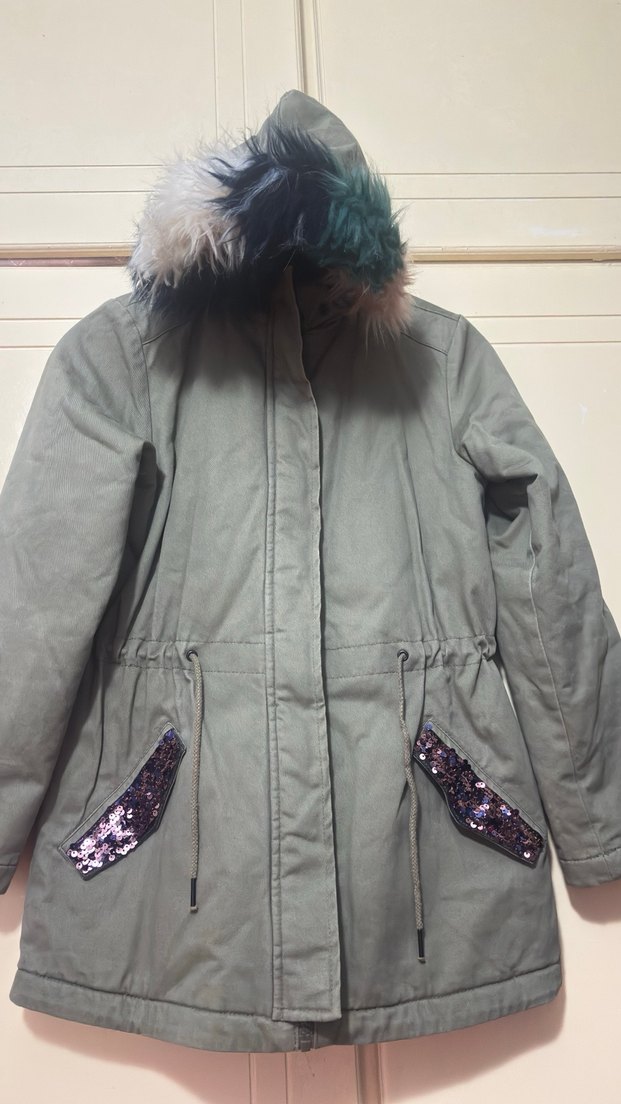 Kız çocuk içi polarlı mont - Görsel 2