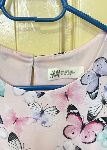 Kelebek Desenli Pembe Kız Elbise - Görsel 2