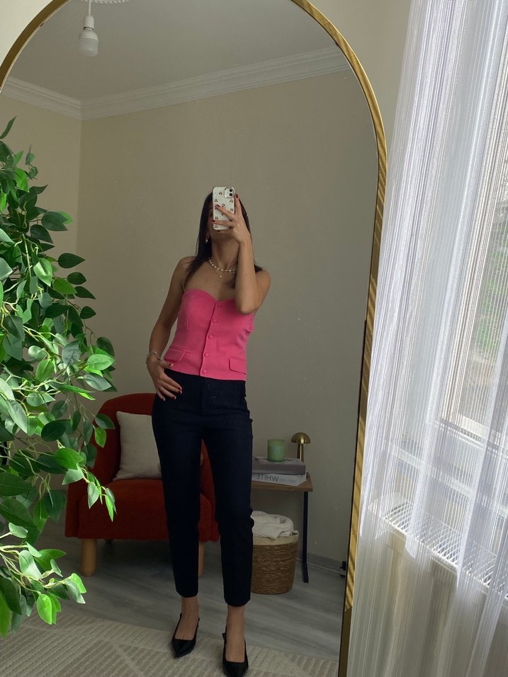 Kadın siyah Batik Desenli Sigara Pantolon - Görsel 3