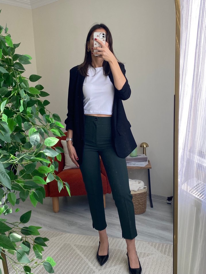 Yeşil Kadın cigarette pantolon - Görsel 2