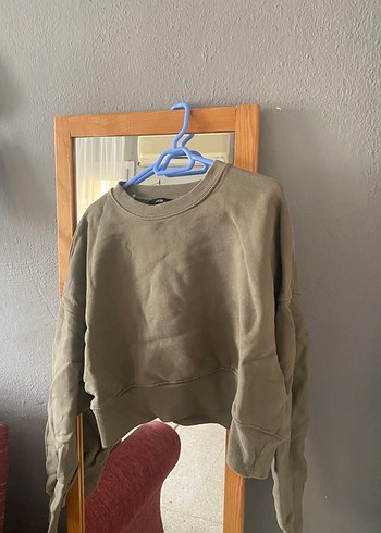 Addax Haki Bisiklet Yaka Rahat Sweatshirt