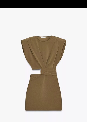 Zara Kemerli Kısa Bej Elbise - Görsel 2