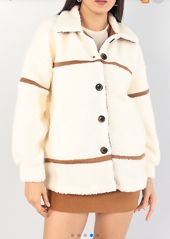 Bej Kürklü Kısa Kadın Ceket - Görsel 2